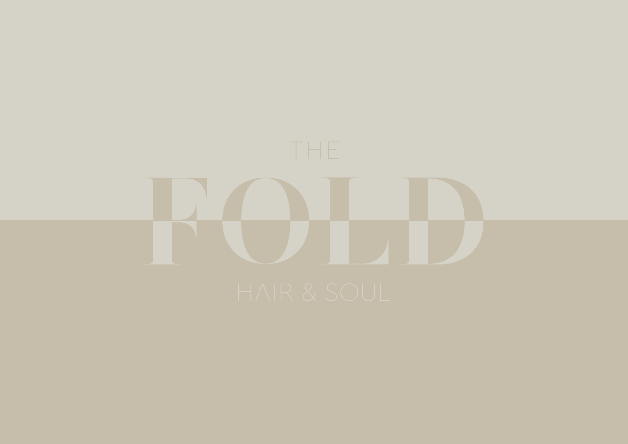 the fold logo on two shades of beige